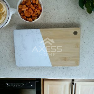 English Home Lilies Mermer Bambu Kesme Tahtası 30 Cm Bej