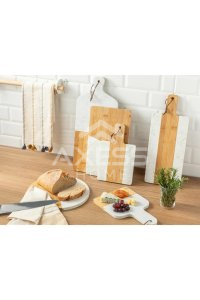 English Home Lilies Mermer Bambu Kesme Tahtası 30 Cm Bej